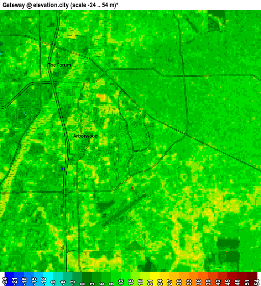 Zoom OUT 2x Gateway, United States elevation map