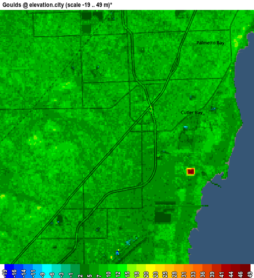 Zoom OUT 2x Goulds, United States elevation map