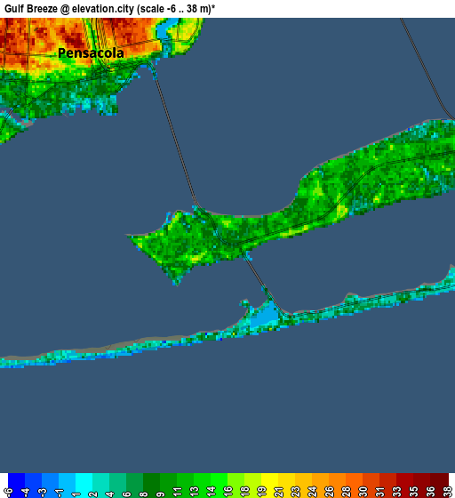 Zoom OUT 2x Gulf Breeze, United States elevation map