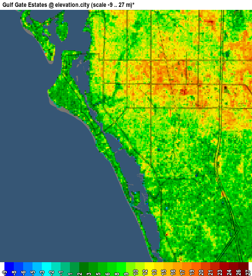 Zoom OUT 2x Gulf Gate Estates, United States elevation map