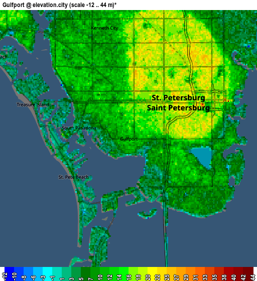 Zoom OUT 2x Gulfport, United States elevation map