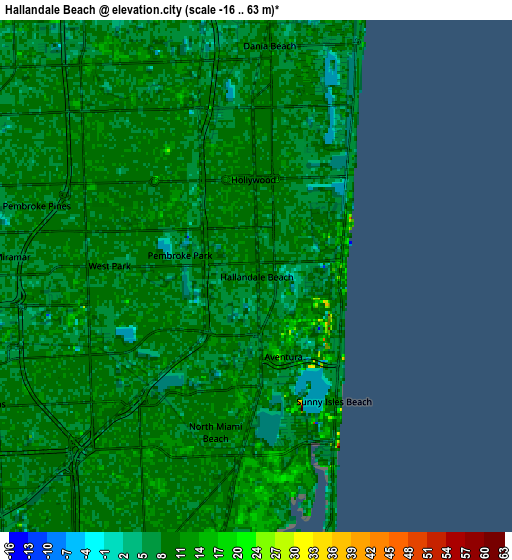 Zoom OUT 2x Hallandale Beach, United States elevation map