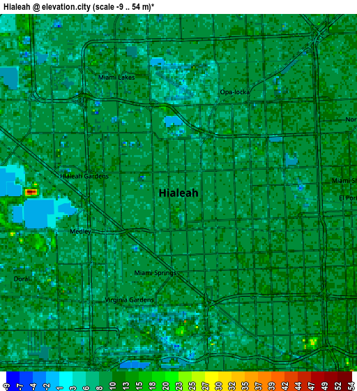 Zoom OUT 2x Hialeah, United States elevation map