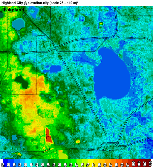 Zoom OUT 2x Highland City, United States elevation map