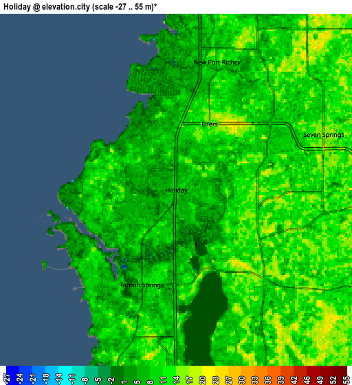 Zoom OUT 2x Holiday, United States elevation map