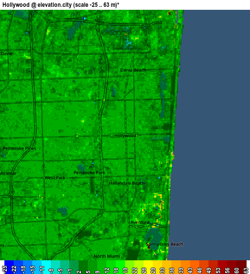 Zoom OUT 2x Hollywood, United States elevation map