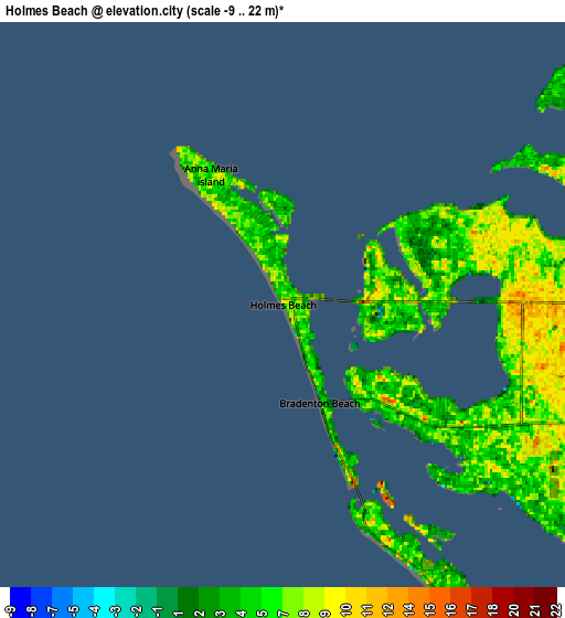 Zoom OUT 2x Holmes Beach, United States elevation map