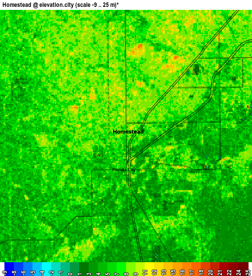 Zoom OUT 2x Homestead, United States elevation map