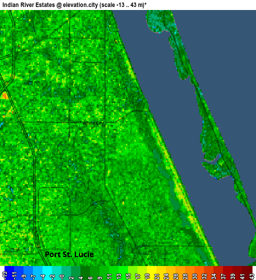 Zoom OUT 2x Indian River Estates, United States elevation map