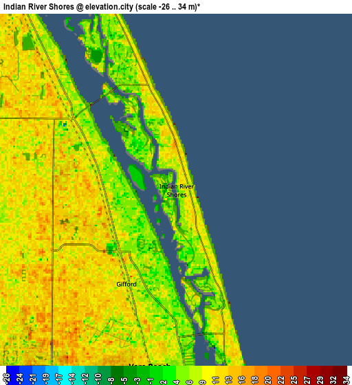 Zoom OUT 2x Indian River Shores, United States elevation map