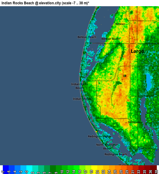 Zoom OUT 2x Indian Rocks Beach, United States elevation map