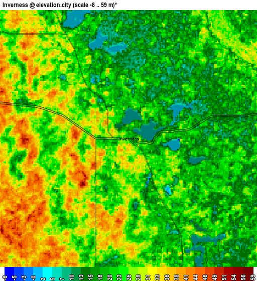 Zoom OUT 2x Inverness, United States elevation map