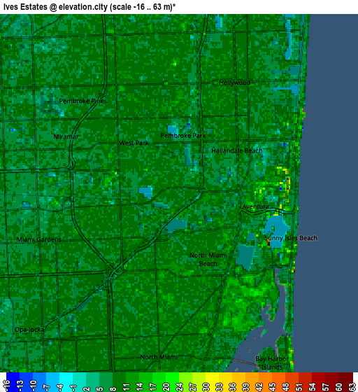 Zoom OUT 2x Ives Estates, United States elevation map