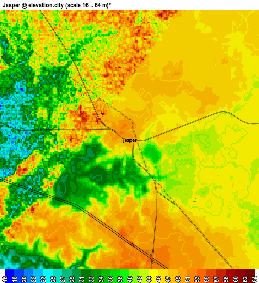 Zoom OUT 2x Jasper, United States elevation map