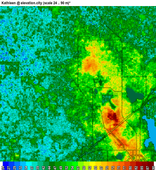 Zoom OUT 2x Kathleen, United States elevation map