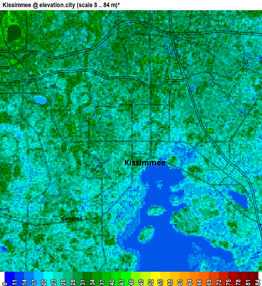 Zoom OUT 2x Kissimmee, United States elevation map
