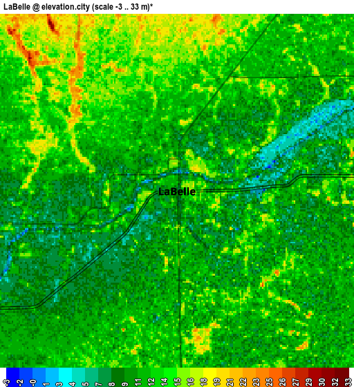 Zoom OUT 2x LaBelle, United States elevation map