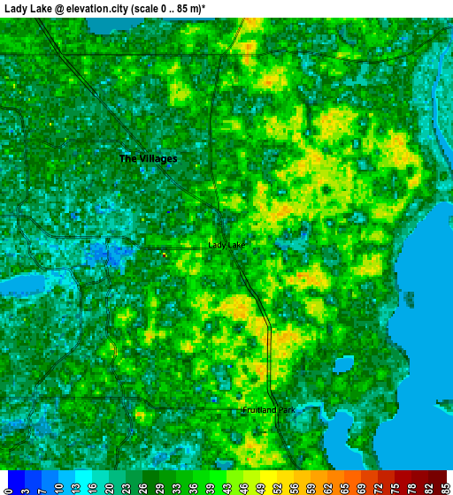 Zoom OUT 2x Lady Lake, United States elevation map