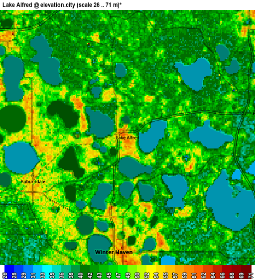 Zoom OUT 2x Lake Alfred, United States elevation map