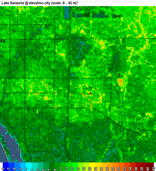 Zoom OUT 2x Lake Sarasota, United States elevation map