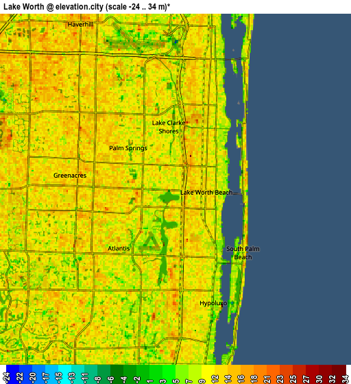 Zoom OUT 2x Lake Worth, United States elevation map