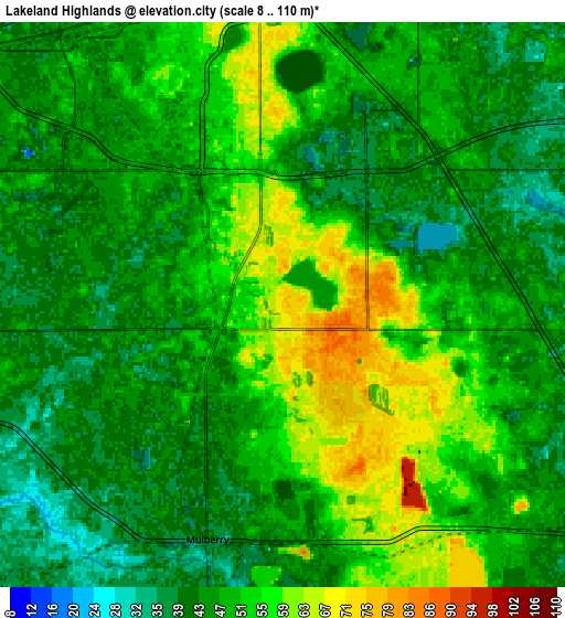 Zoom OUT 2x Lakeland Highlands, United States elevation map