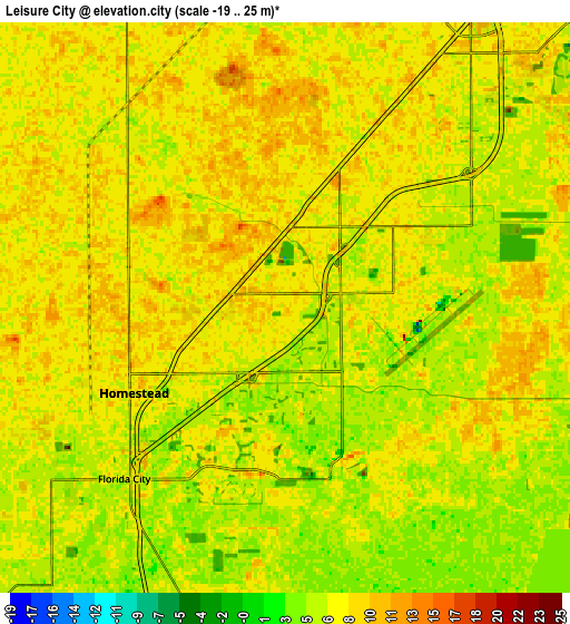 Zoom OUT 2x Leisure City, United States elevation map