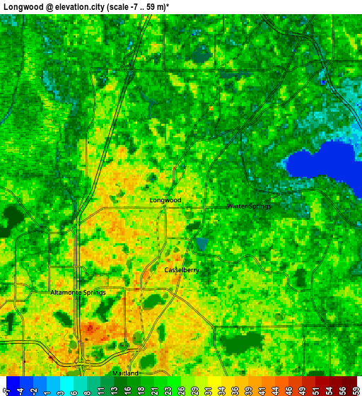 Zoom OUT 2x Longwood, United States elevation map