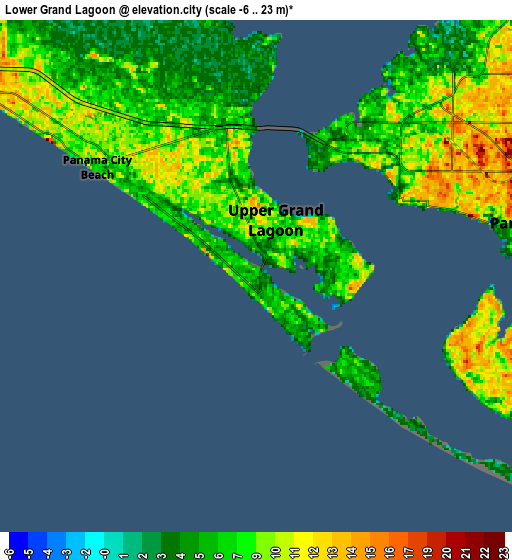 Zoom OUT 2x Lower Grand Lagoon, United States elevation map