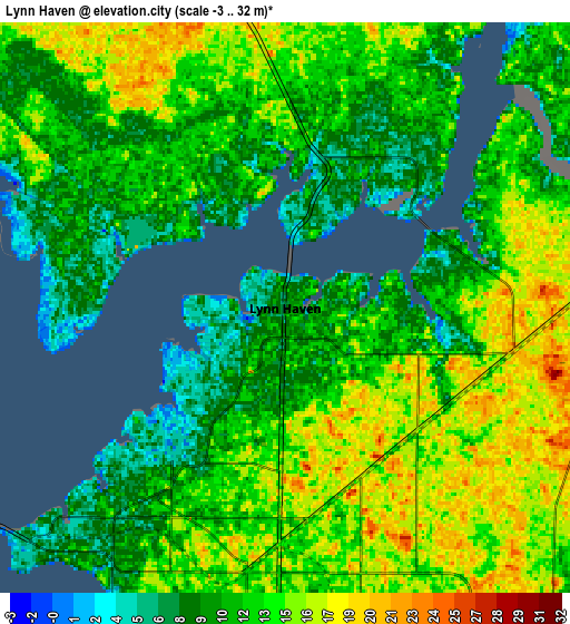 Zoom OUT 2x Lynn Haven, United States elevation map