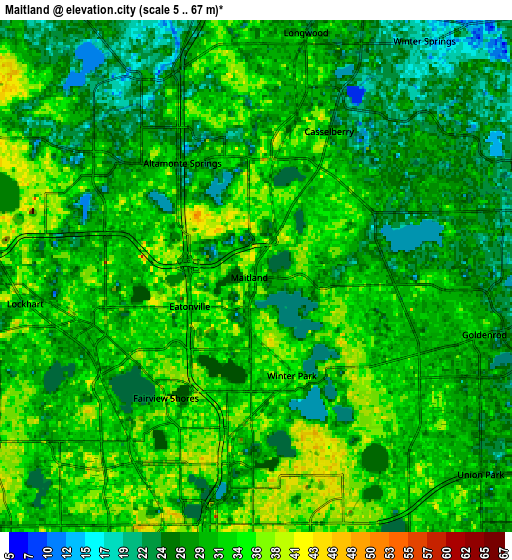 Zoom OUT 2x Maitland, United States elevation map