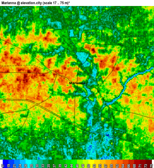 Zoom OUT 2x Marianna, United States elevation map