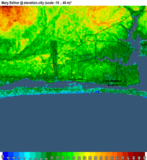 Zoom OUT 2x Mary Esther, United States elevation map