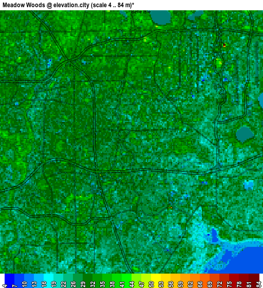 Zoom OUT 2x Meadow Woods, United States elevation map