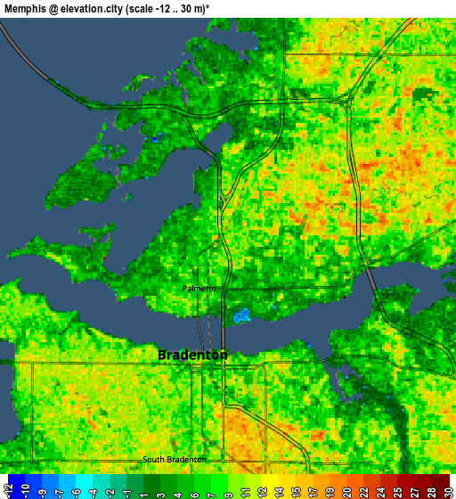 Zoom OUT 2x Memphis, United States elevation map