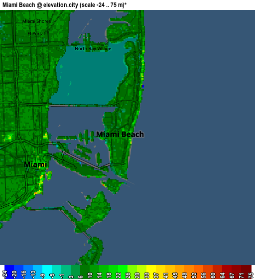 Zoom OUT 2x Miami Beach, United States elevation map