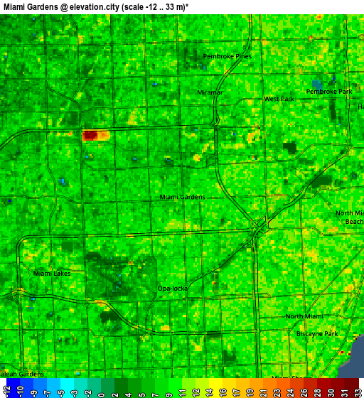 Zoom OUT 2x Miami Gardens, United States elevation map