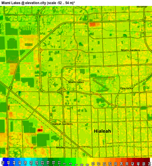 Zoom OUT 2x Miami Lakes, United States elevation map