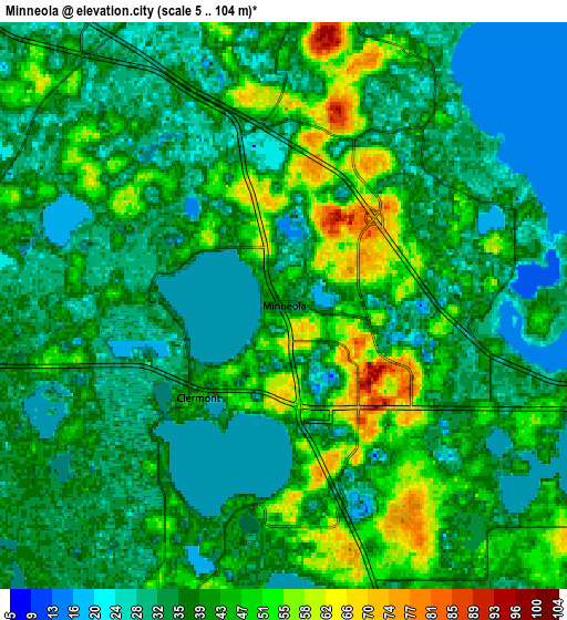 Zoom OUT 2x Minneola, United States elevation map