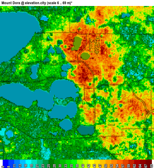 Zoom OUT 2x Mount Dora, United States elevation map