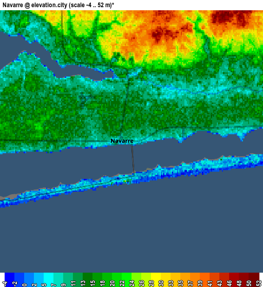 Zoom OUT 2x Navarre, United States elevation map