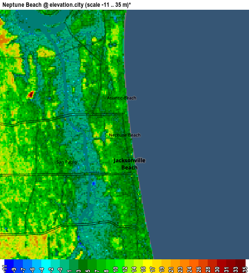 Zoom OUT 2x Neptune Beach, United States elevation map