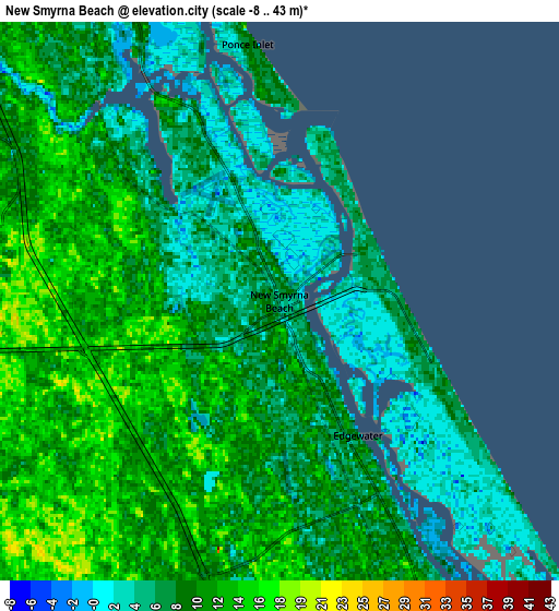 Zoom OUT 2x New Smyrna Beach, United States elevation map