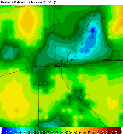 Zoom OUT 2x Newberry, United States elevation map