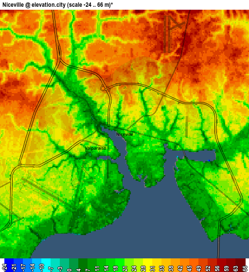 Zoom OUT 2x Niceville, United States elevation map