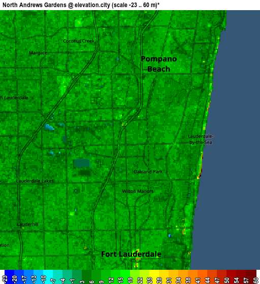 Zoom OUT 2x North Andrews Gardens, United States elevation map