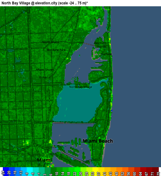 Zoom OUT 2x North Bay Village, United States elevation map