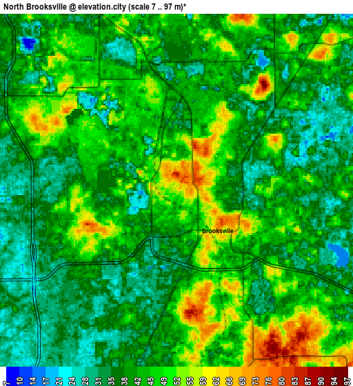 Zoom OUT 2x North Brooksville, United States elevation map