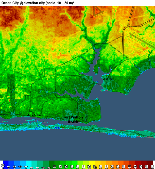 Zoom OUT 2x Ocean City, United States elevation map