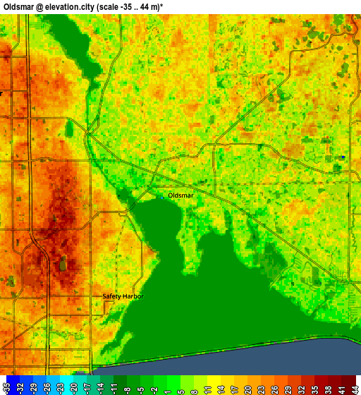 Zoom OUT 2x Oldsmar, United States elevation map